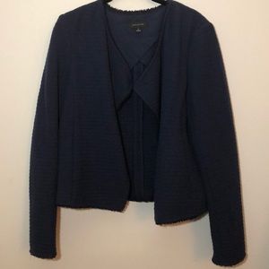 Ann Taylor Blazer - Navy Tweed with Fringe Edge